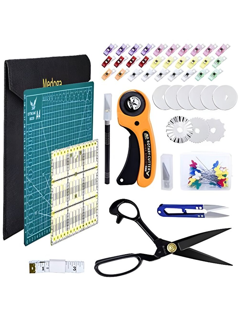 104Pcs Rotary Cutters, Rotary Cutter Set with Cutting Mat, Patchwork Ruler